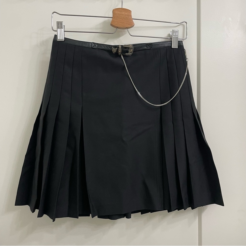 The Kooples Black Skater Skirt with Chain Accent